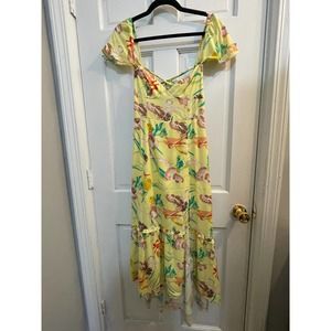 Urban Outfitters Yellow Floral Midi Dress